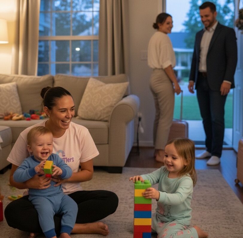 trusted babysitter caring for children during a date night